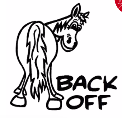 Back off Horse cartoon sticker